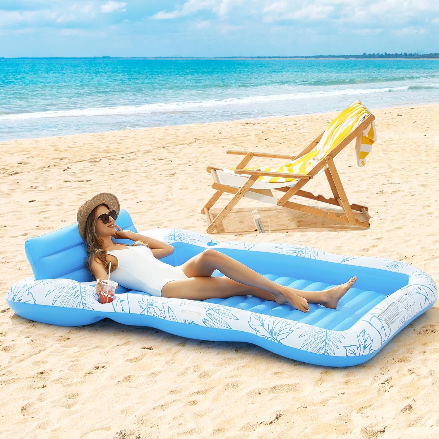 Detalle de BAIAI Inflatable Adult Pool Lounger Float - Large Beach Sun Tanning Float