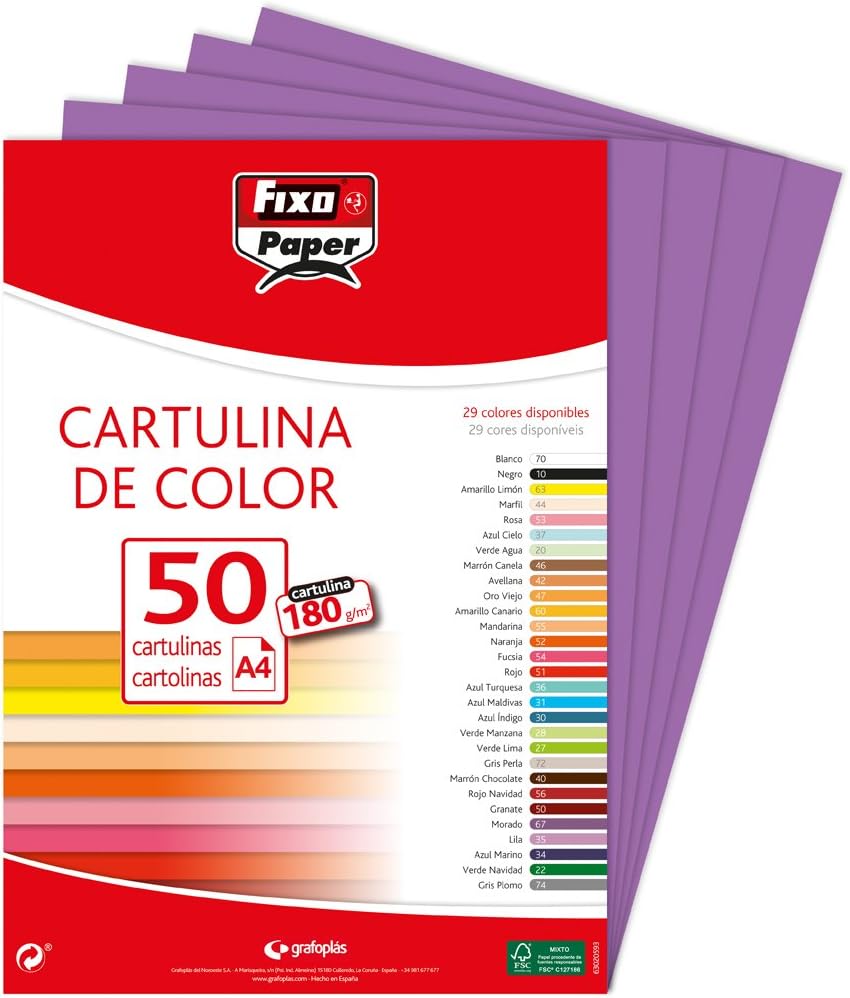 Detalle de FIXO 11110367 – karton plakatowy A4, 50 arkuszy, fioletowy, 180 g