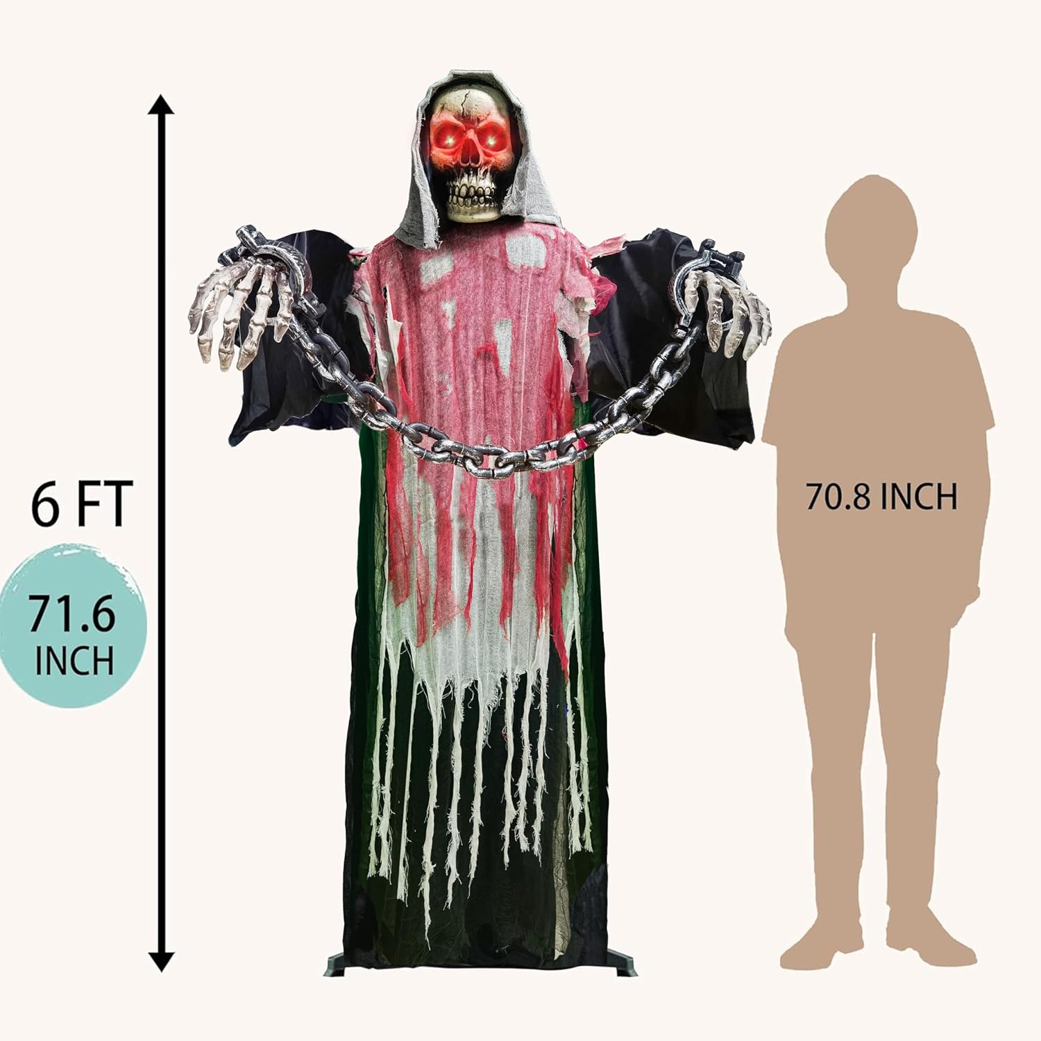 Thumbnail 1 de VersaCharm HNDA0005 Animated Grim Reaper Halloween Decoration with Sound and Touch Activation