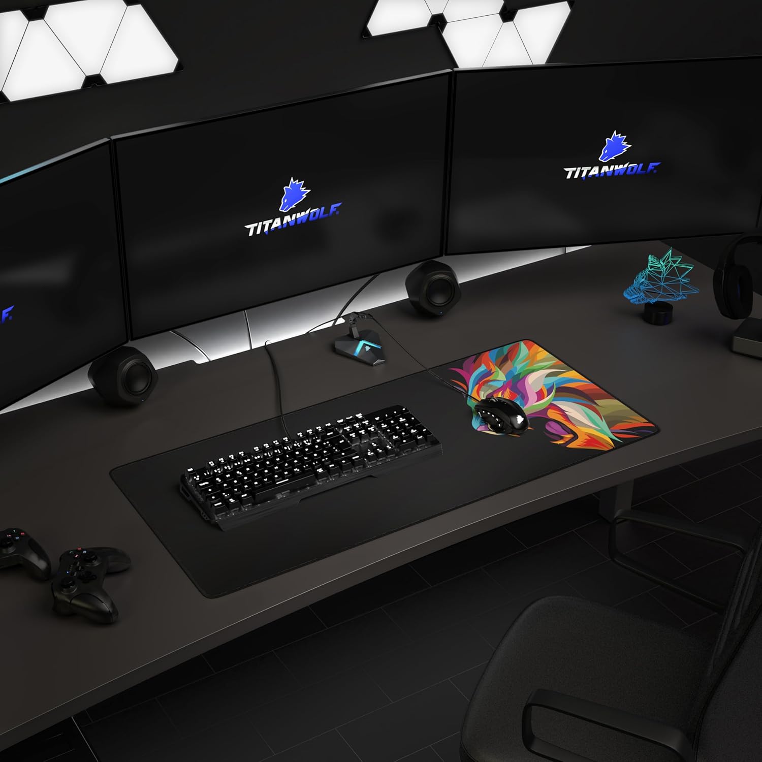 Thumbnail 5 de TITANWOLF XXL Speed Gaming Mouse Mat (900 x 400 x 3mm) – Lion 2 design