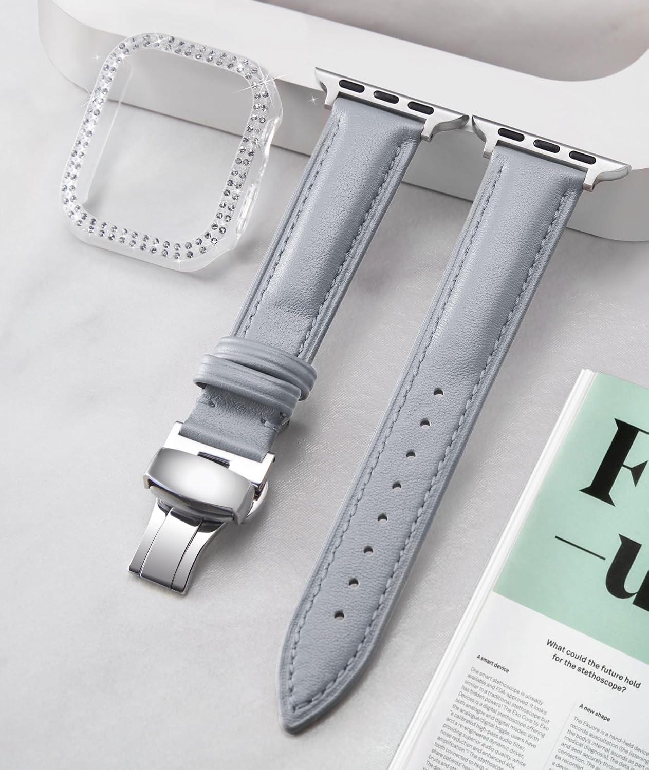 Detalle de BINLUN Leather Strap for Apple Watch 44mm