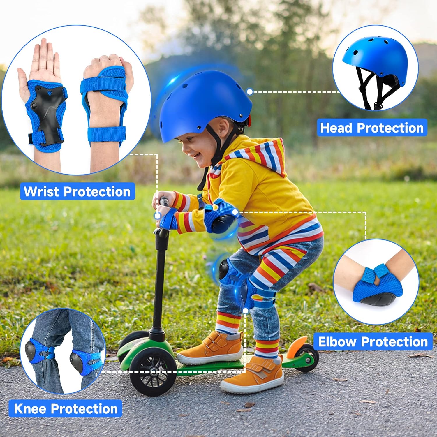 Thumbnail 6 de ArgoHome Toddler Bike Helmet Set with Adjustable Helmet & 7-in-1 Protective Gear (Knee, Elbow, Wrist Pads)