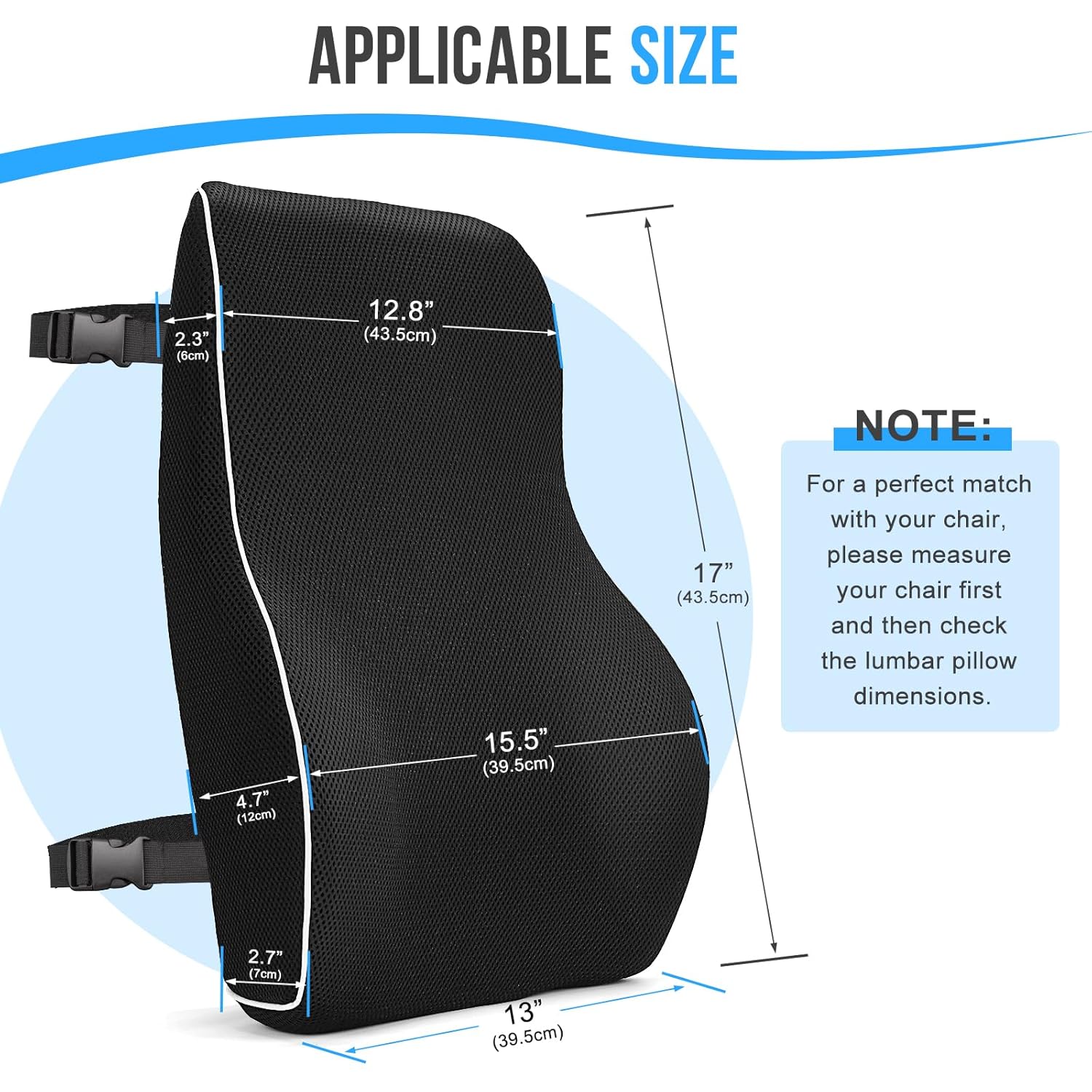 Thumbnail 2 de Lumbar Support Cushion, Memory Foam Back Support For Office Chairs and Car Seat, Mesh Back Rest for Gaming Chair, Memory Foam Pillow, Desk Chair Cushion, Breathable & Washable Cover, Adjustable Straps
Lumbar Support Cushion, Memory Foam Back Supp…