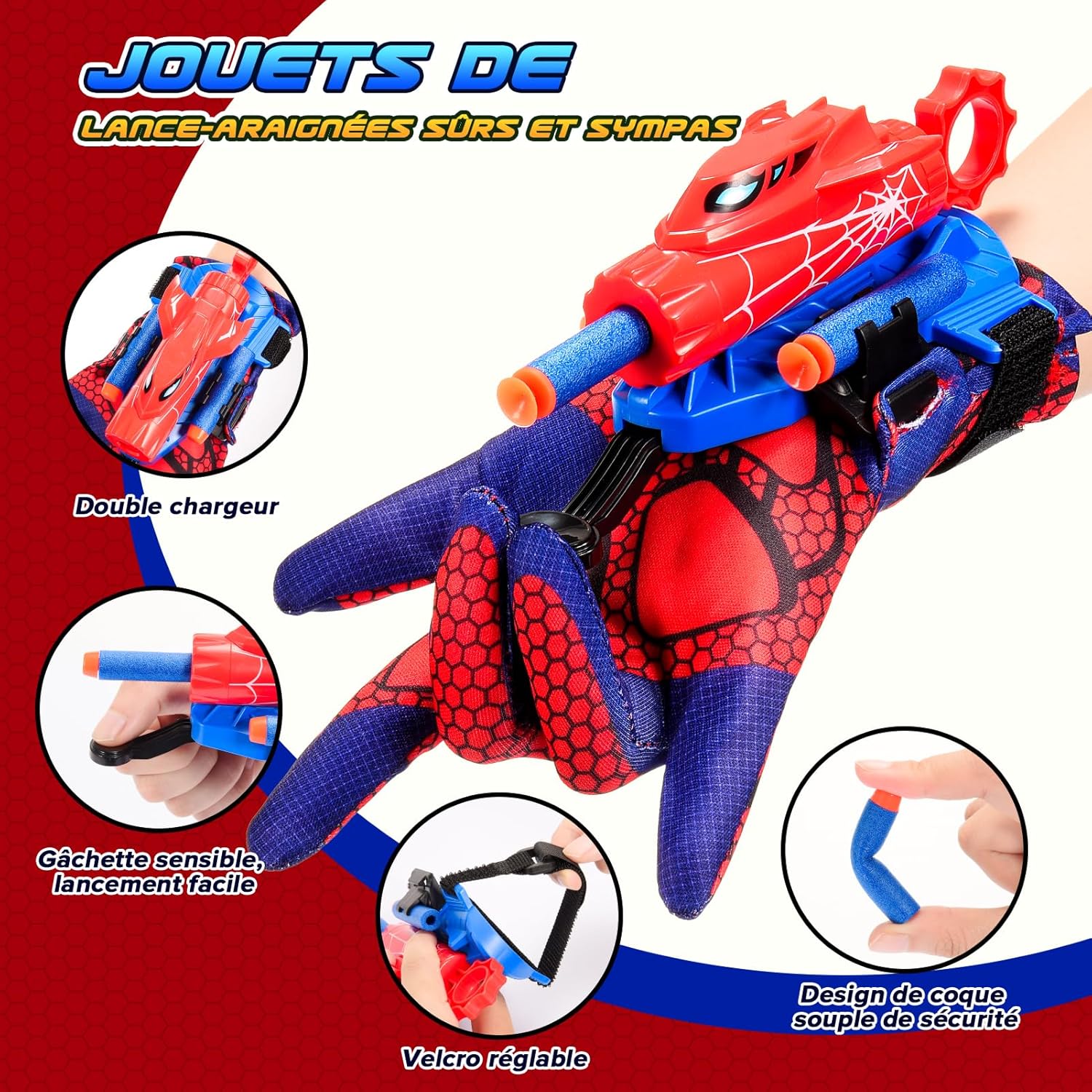 Detalle de Braxel Jouet Lanceur d’araignée réglable (lot de 2) pour garçons de 3 à 7 ans