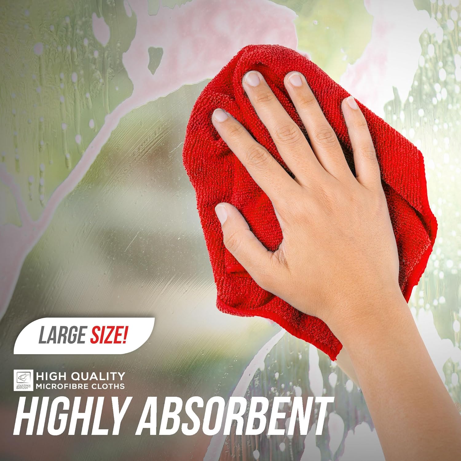 Thumbnail 3 de Microfiber Cleaning Cloths 40x40cm, Large, 10-Pack (Red) – Highly Absorbent, Lint-Free