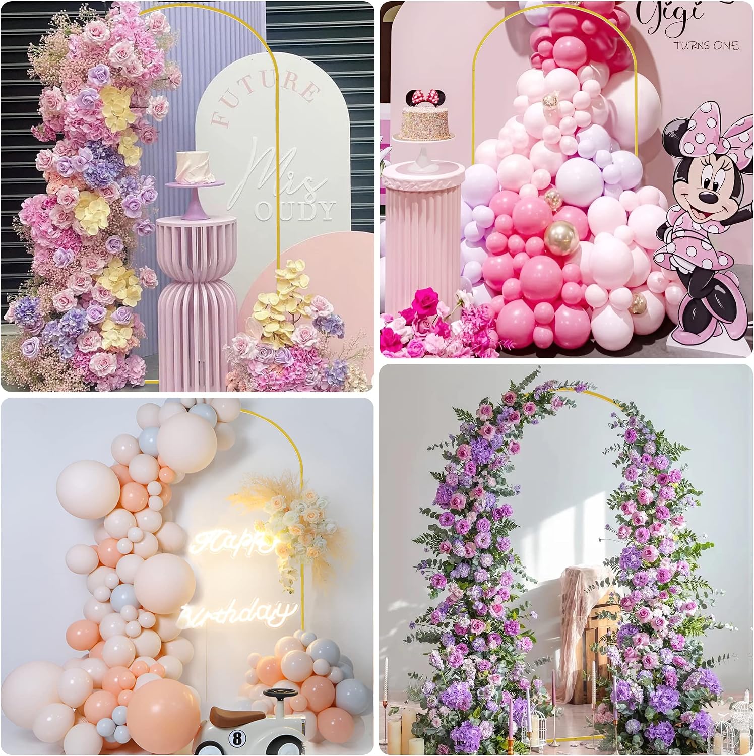 Thumbnail 5 de Wokceer 7.2 FT Wedding Arch Backdrop Stand with White Arch Cover – Elegant Gold Frame, Portable Event Decor
