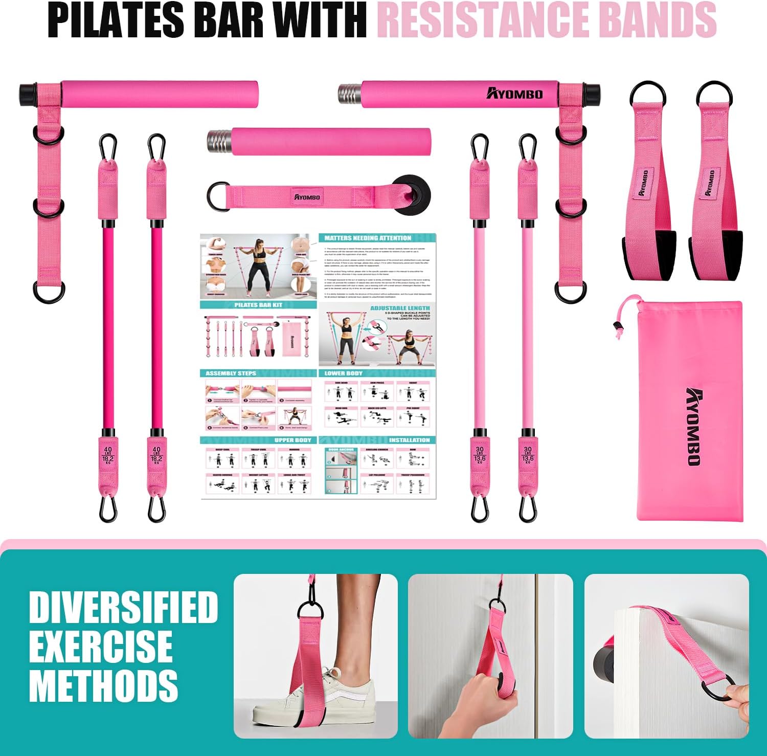 Thumbnail 6 de Ayombo Pilates Bar Kit with Resistance Bands: Portable Full-Body Home Workout