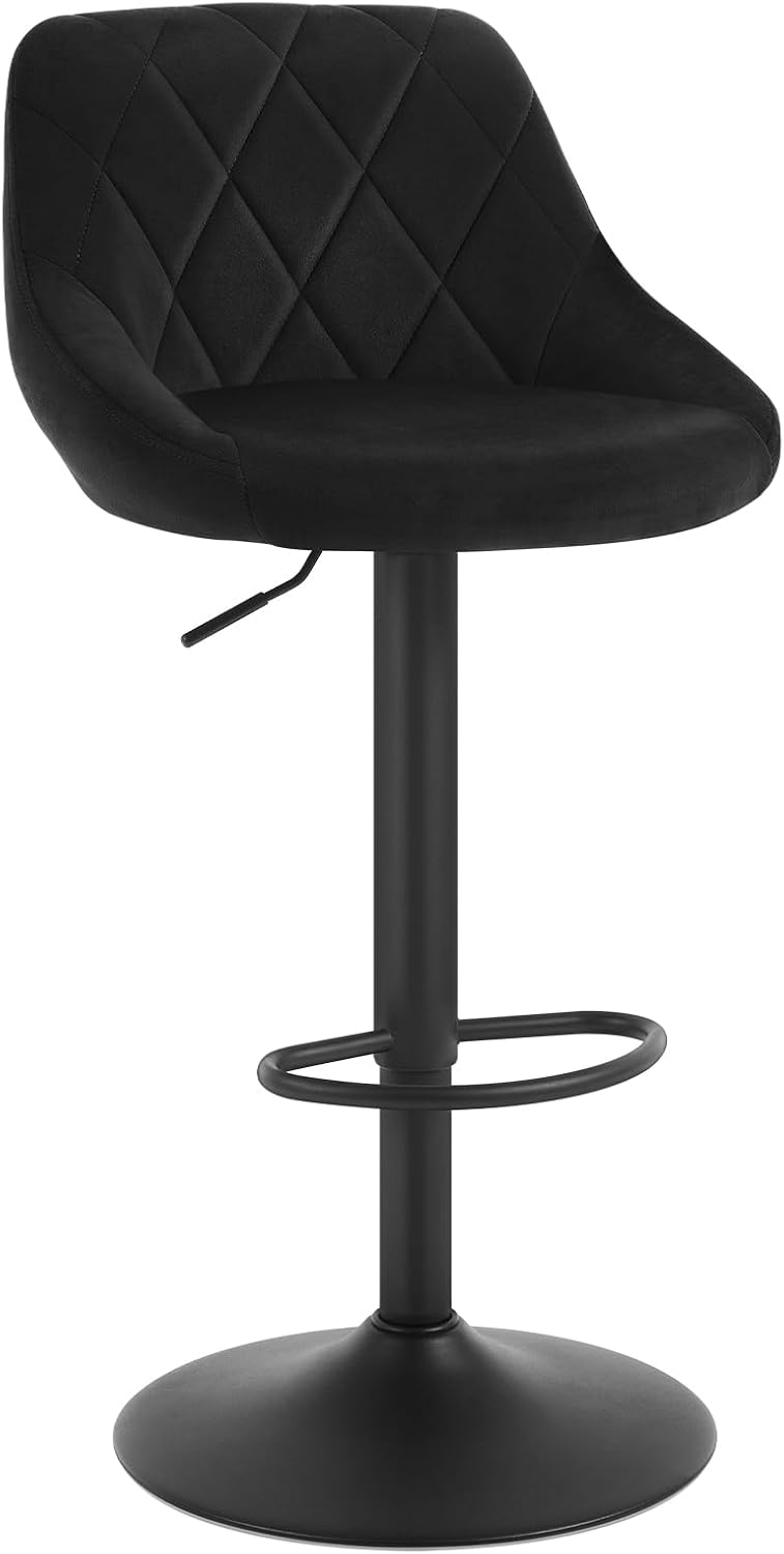 Detalle de WOLTU 1er Barhocker mit Samtbezug, höhenverstellbar & 360° drehbar (schwarz)