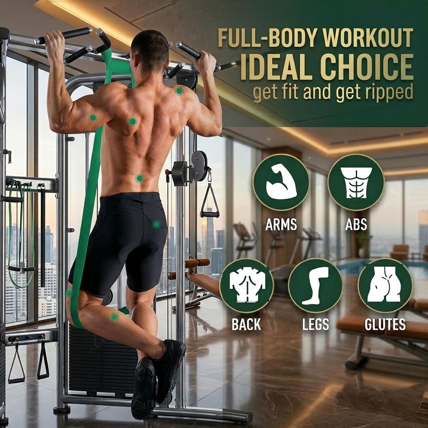 Thumbnail 6 de Resistance Bands Set with Door Anchor or Pro Handles – 5‑Band Full-Range TPE Fitness Kit