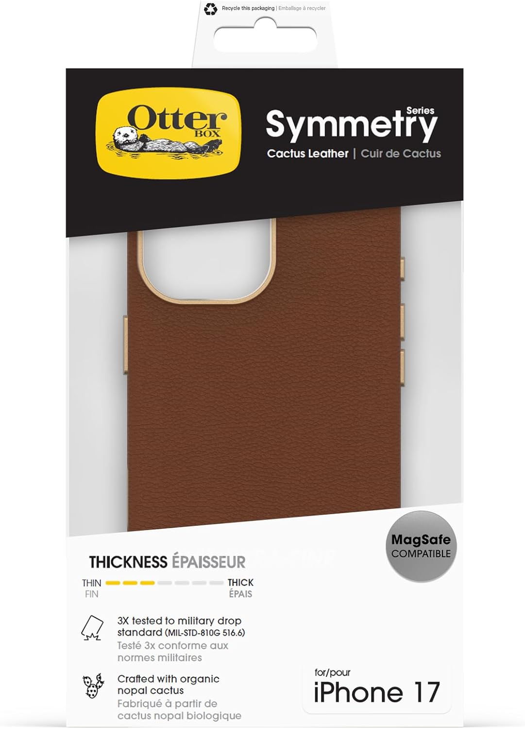 Thumbnail 4 de OtterBox Symmetry Series Cactus Leather MagSafe per iPhone 17, custodia sottile Marrone