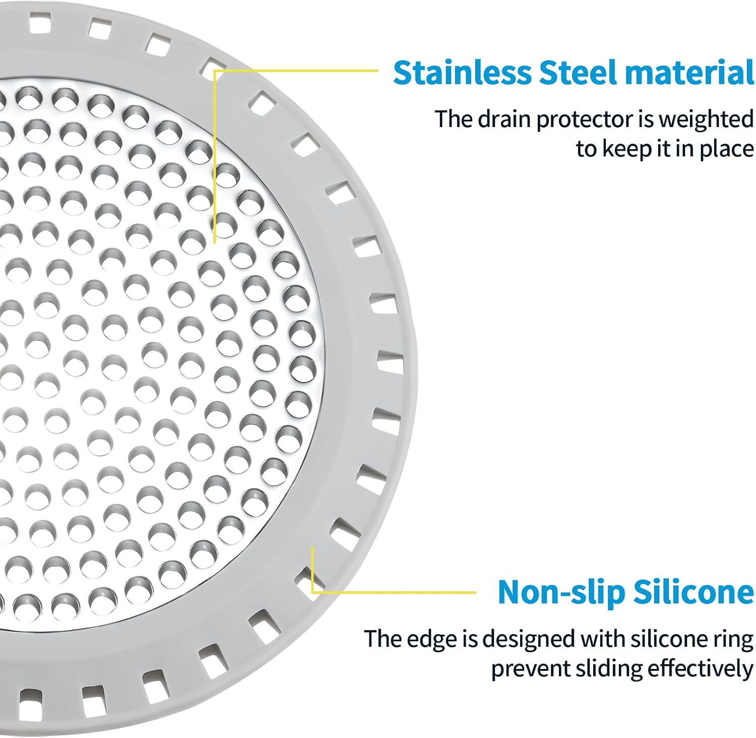 Detalle 1 de Aluvor AL-Round Shower Drain Hair Catcher, Weighted Metal, Silver Gray