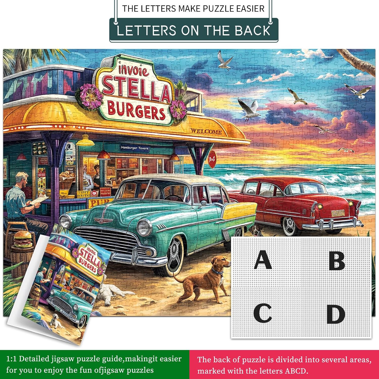 Detalle de Puzzle 1000 Teile „Seaview Campground“ – Erwachsenenpuzzle für Familie, 70 x 50 cm