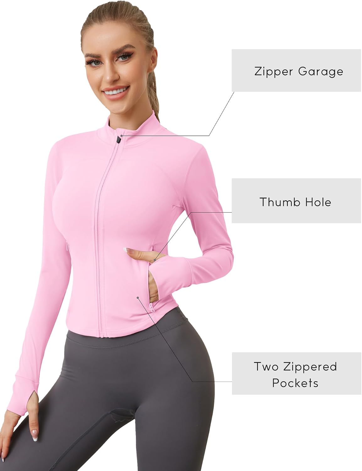 Detalle 1 de Sportjacke Damen Laufjacke mit Daumenloch