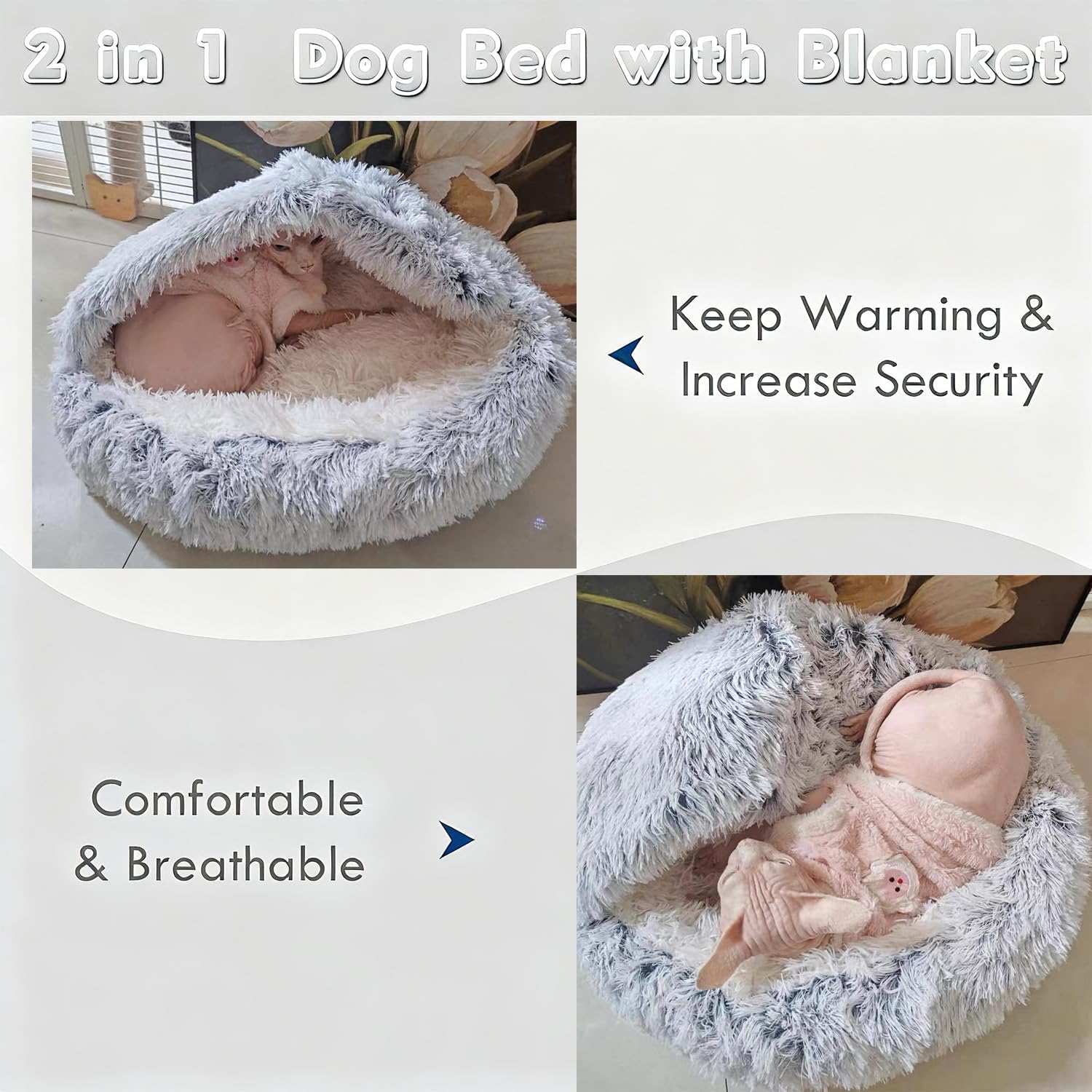 Thumbnail 2 de SHJOEE flauschiges Hundebett in Muschelform – waschbar, rutschfeste Basis, für Hund & Katze