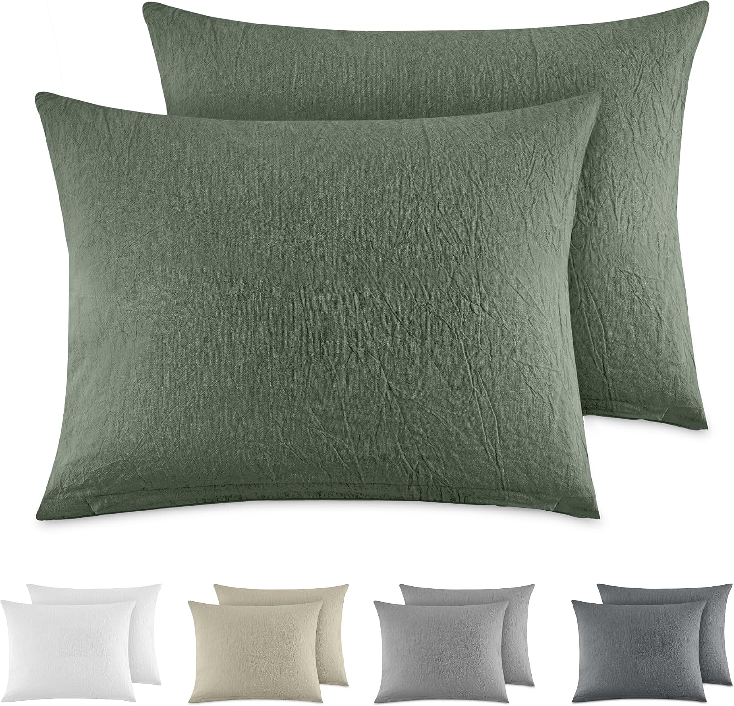 Thumbnail 6 de Dreamzie Taie Oreiller 40x80 Coton – Lot de 2, Beige, Oeko-Tex, Lavée au stonewash