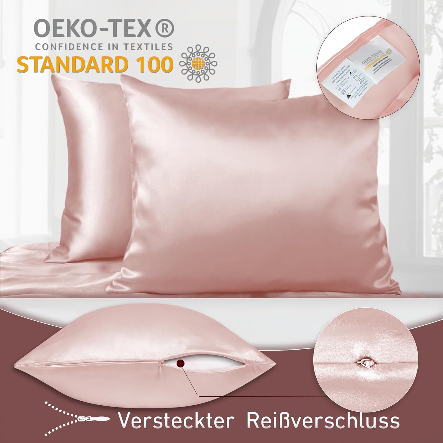 Thumbnail 4 de Joyhabit Seidenkissenbezug 80x80 „Lotus“ (16MM) aus 100% Bio-Maulbeerseide