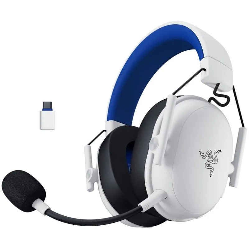 Detalle de Razer BlackShark V3 X HyperSpeed 7.1 auriculares inalámbricos blancos