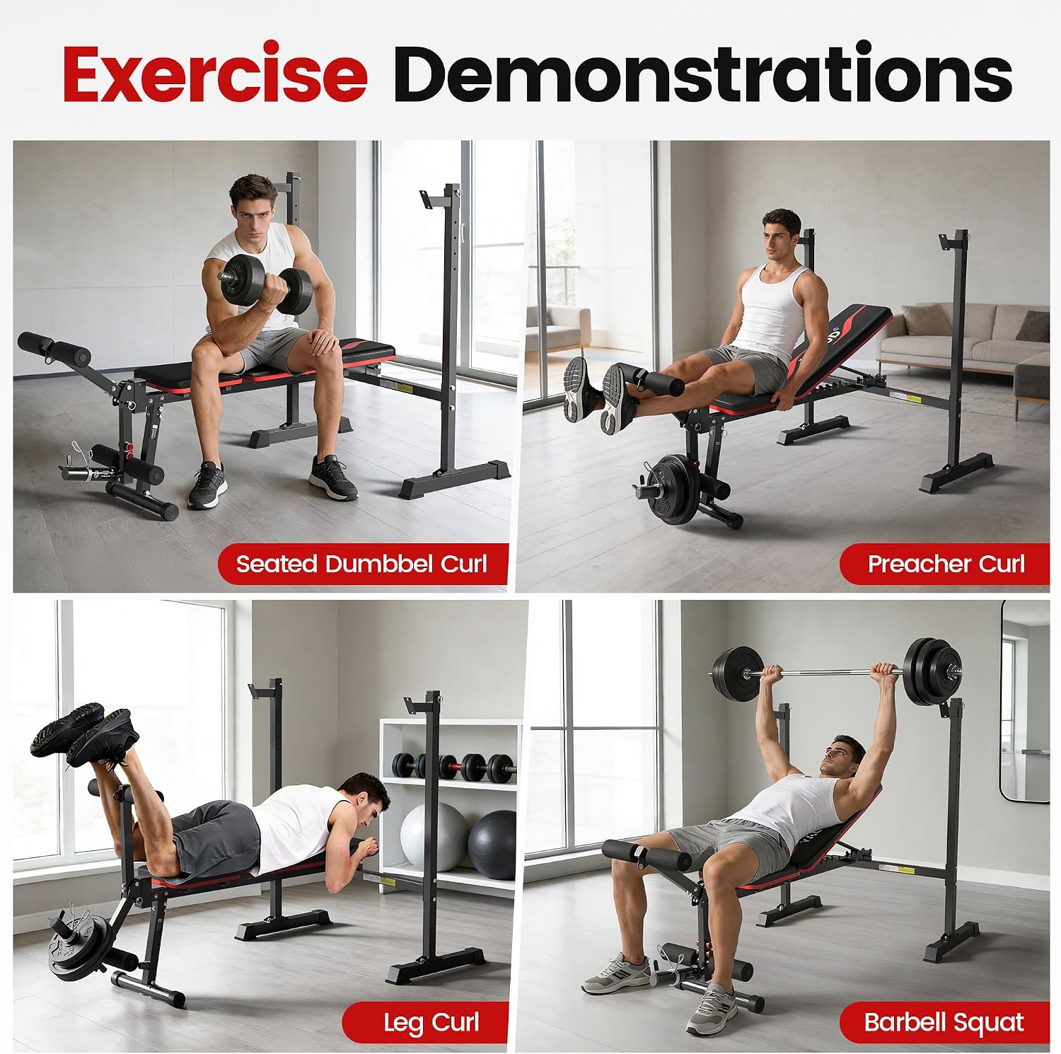 Detalle de Yagud 1 Adjustable Weight Bench Set with Leg Developer and Barbell Rack