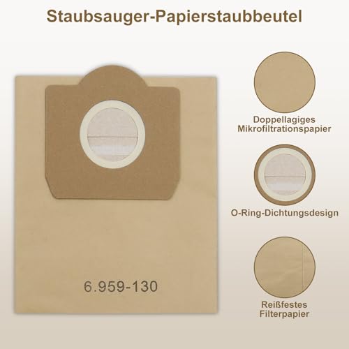 Detalle de 5 Stück WD3 Staubsaugerbeutel für Kärcher 6.959-130.0 von Fishoney – kompatibel mit WD3/SE4001/SE4002