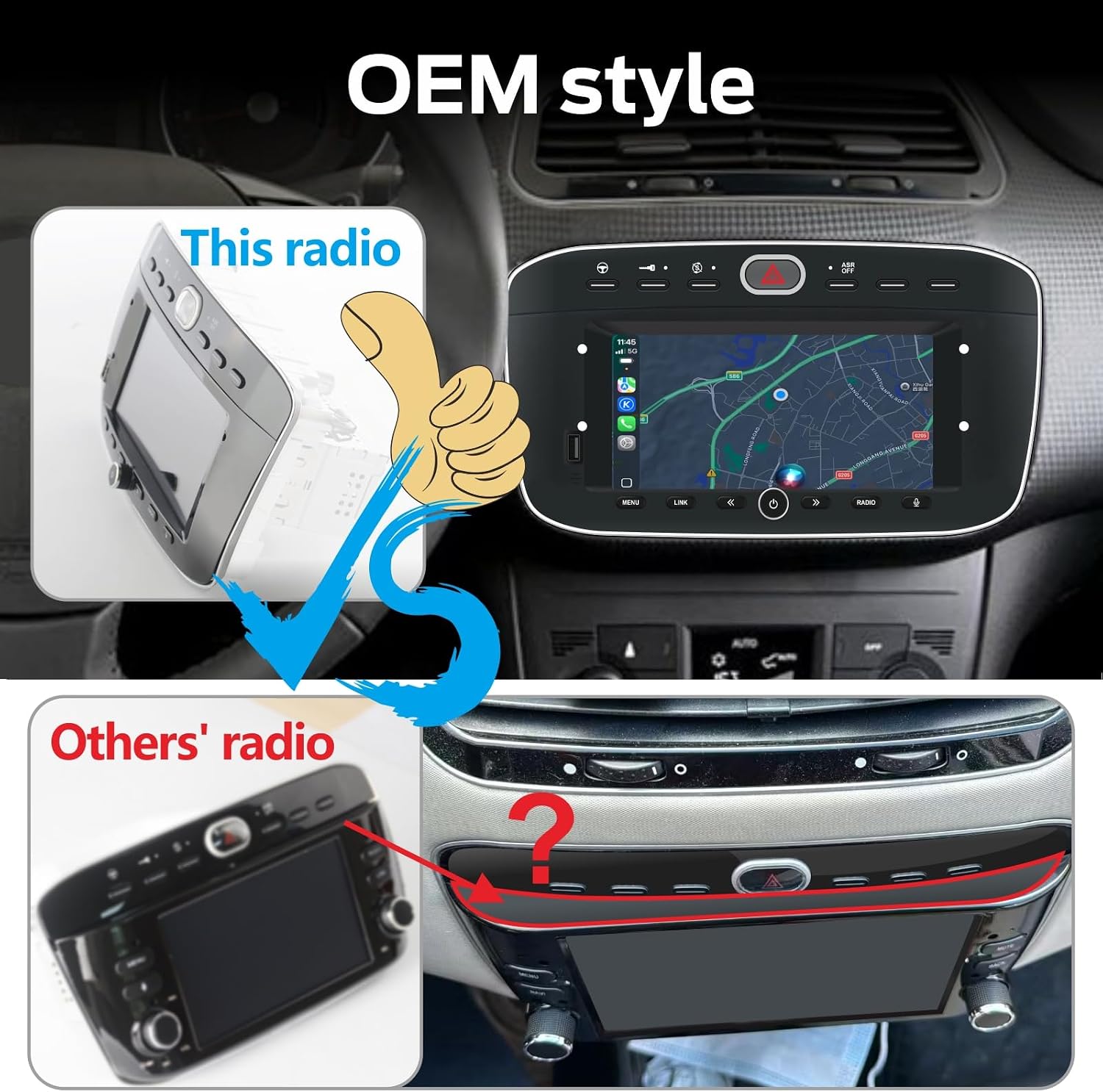 Detalle 2 de Autoradio Linux LXKLSZ per Fiat Punto (2010-2016) e Fiat Linea (2012-2015) con CarPlay Wireless e Android Auto