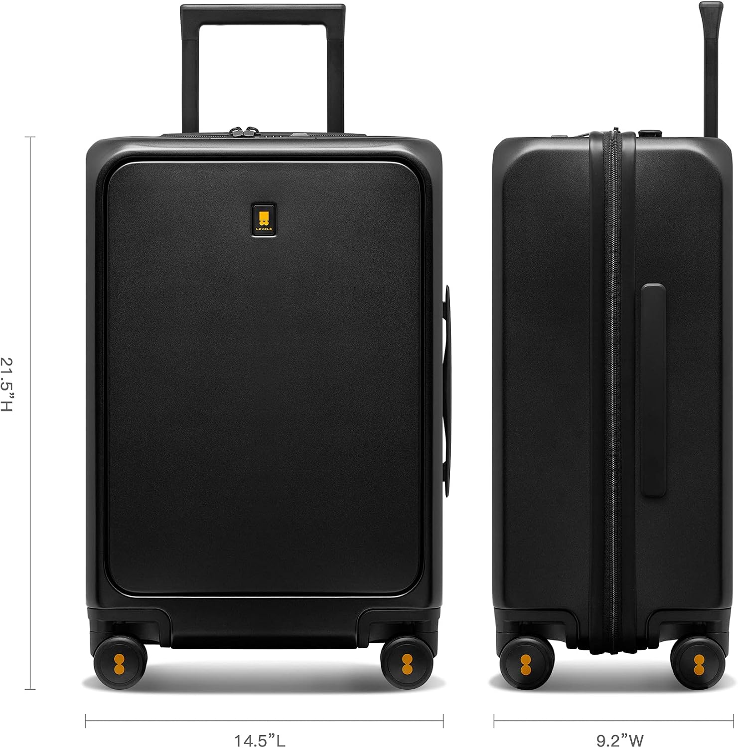 Detalle 2 de LEVEL8 20 Inch Carry-on Suitcase with Laptop Compartment, USB Charging Port, TSA & 8 Spinner Wheels (57cm, 38L) – Black
