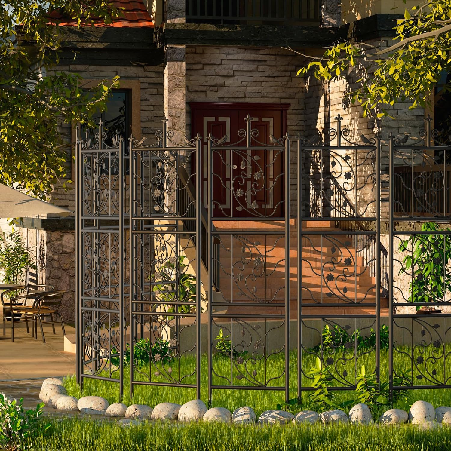 Detalle de Traliccio per Rampicanti in Metallo Nero – Set di 2 Graticolati da giardino 195x50 cm