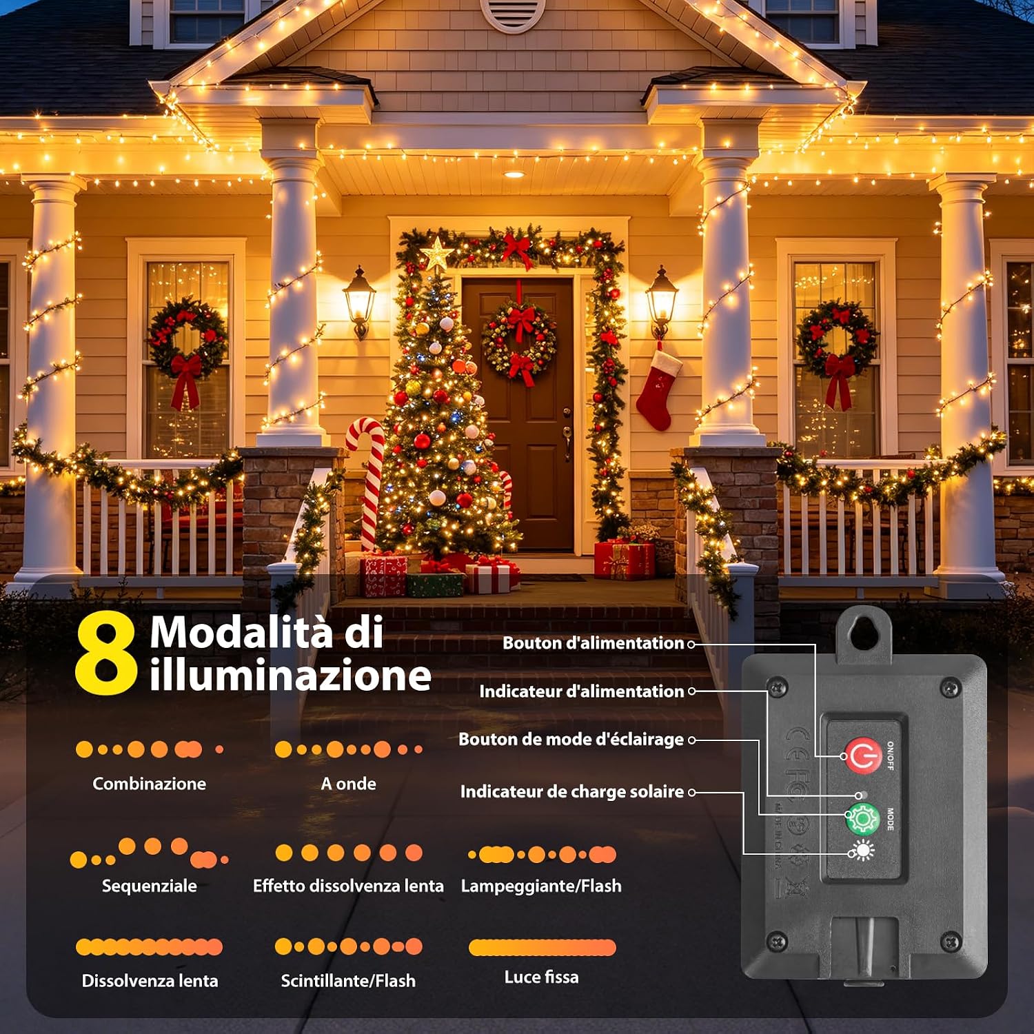Detalle de Giliwosy Catena Luminosa Solare 22 m con 200 LED – Interni ed Esterni