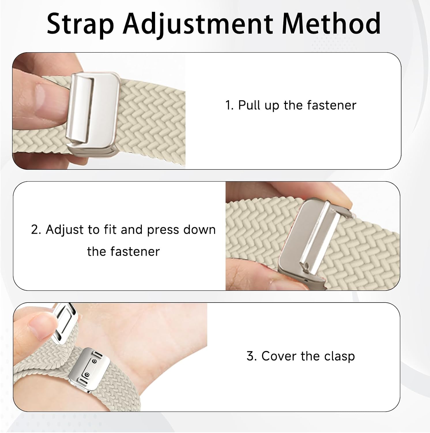 Detalle 2 de CiimWaa Armband 22mm / 20mm Elastisch mit Magnetverschluss – Nylon, Schnellverschluss, kompatibel mit Huawei, Amazfit, Garmin, Xiaomi