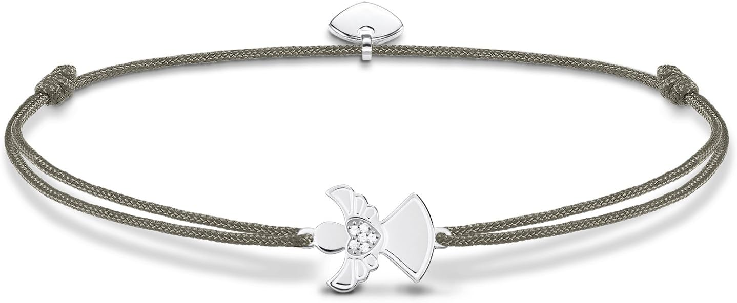 Detalle de THOMAS SABO Damen Stoffarmband Grün Little Secret Engel – LS037-401-5-L20v