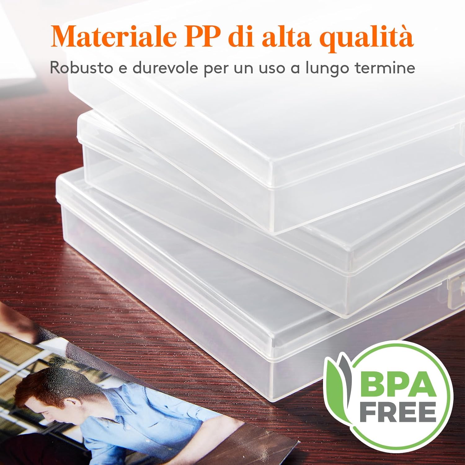 Thumbnail 2 de Lifewit scatola portafoto 10 x 15 cm con organizer interno (4R, 18 scomparti) in plastica trasparente