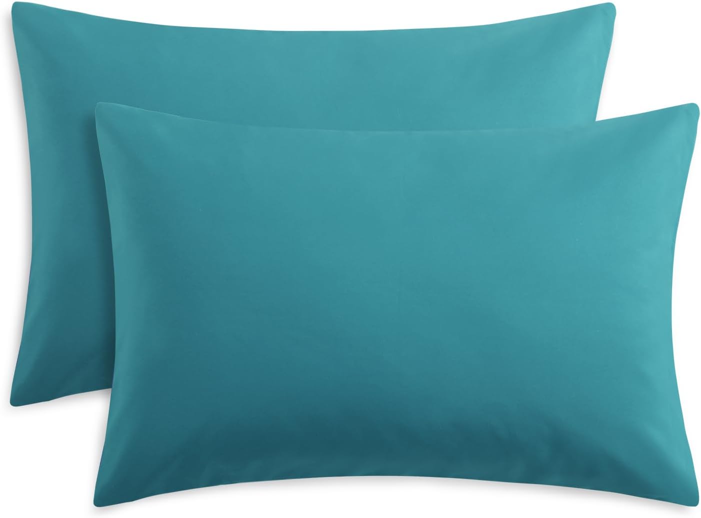 Detalle de RUIKASI Teal pillow cases (2 pack) with envelope closure, brushed breathable microfiber