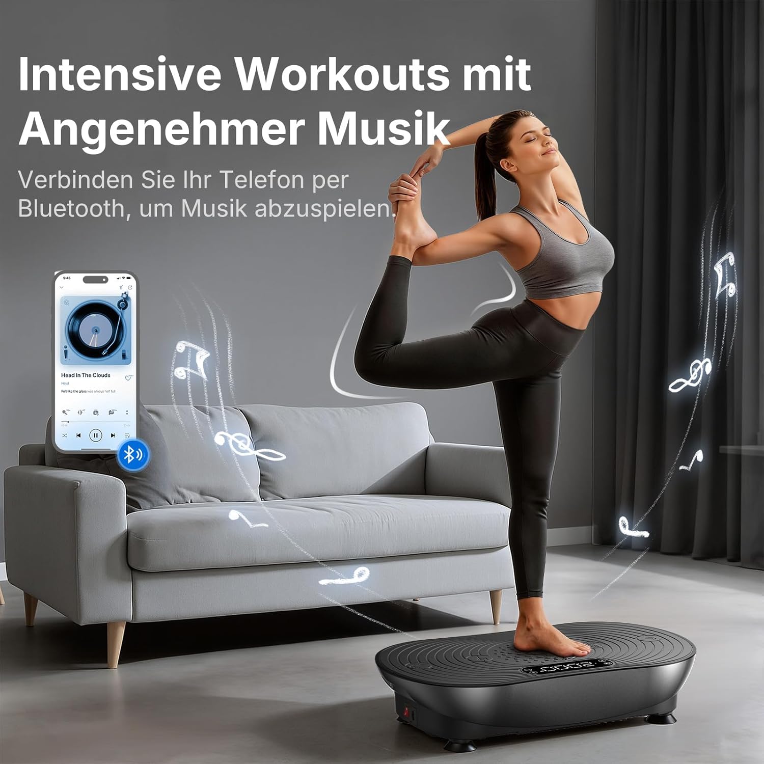 Thumbnail 3 de MERACH Vibrationsplatte V33 mit 99 Geschwindigkeitsstufen, LED-Touchscreen und Bluetooth-Lautsprecher