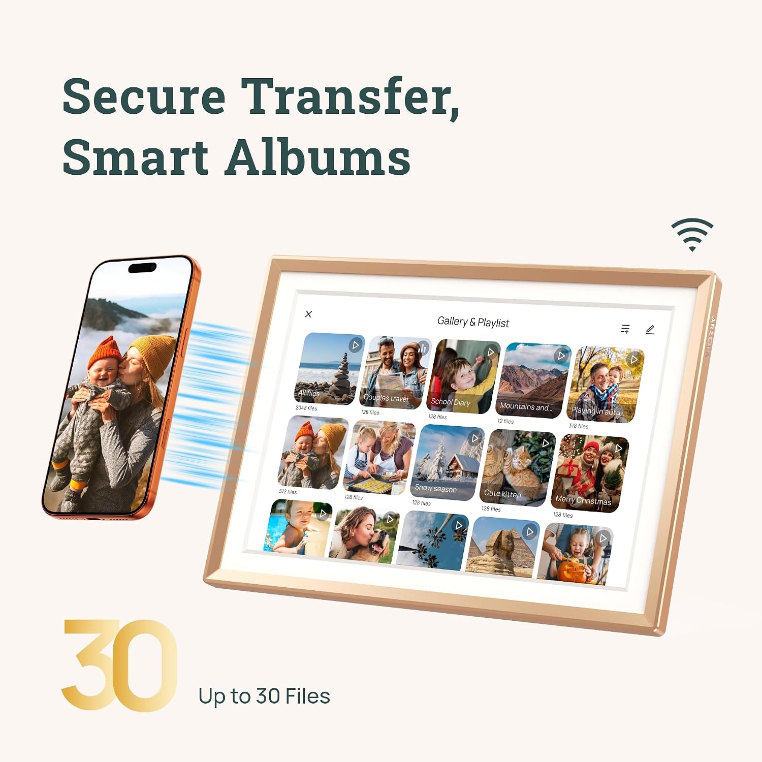 Detalle de ARZOPA 10.1" Metal Digital Photo Frame D10 Gold – Free Cloud Storage & Touchscreen