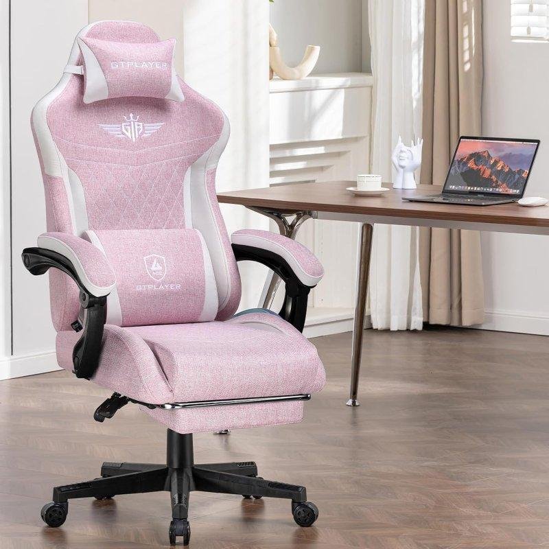 Detalle de GTPLAYER Silla gaming ergonómica con soporte lumbar y respaldo reclinable
