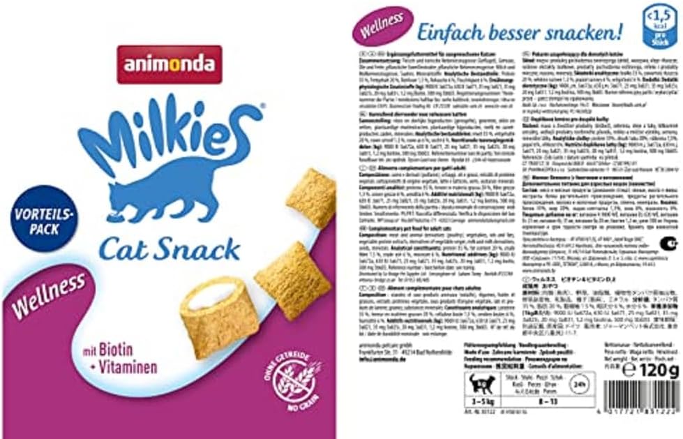 Detalle 2 de animonda Milkies Katzensnack mit Milch 6 x 120g