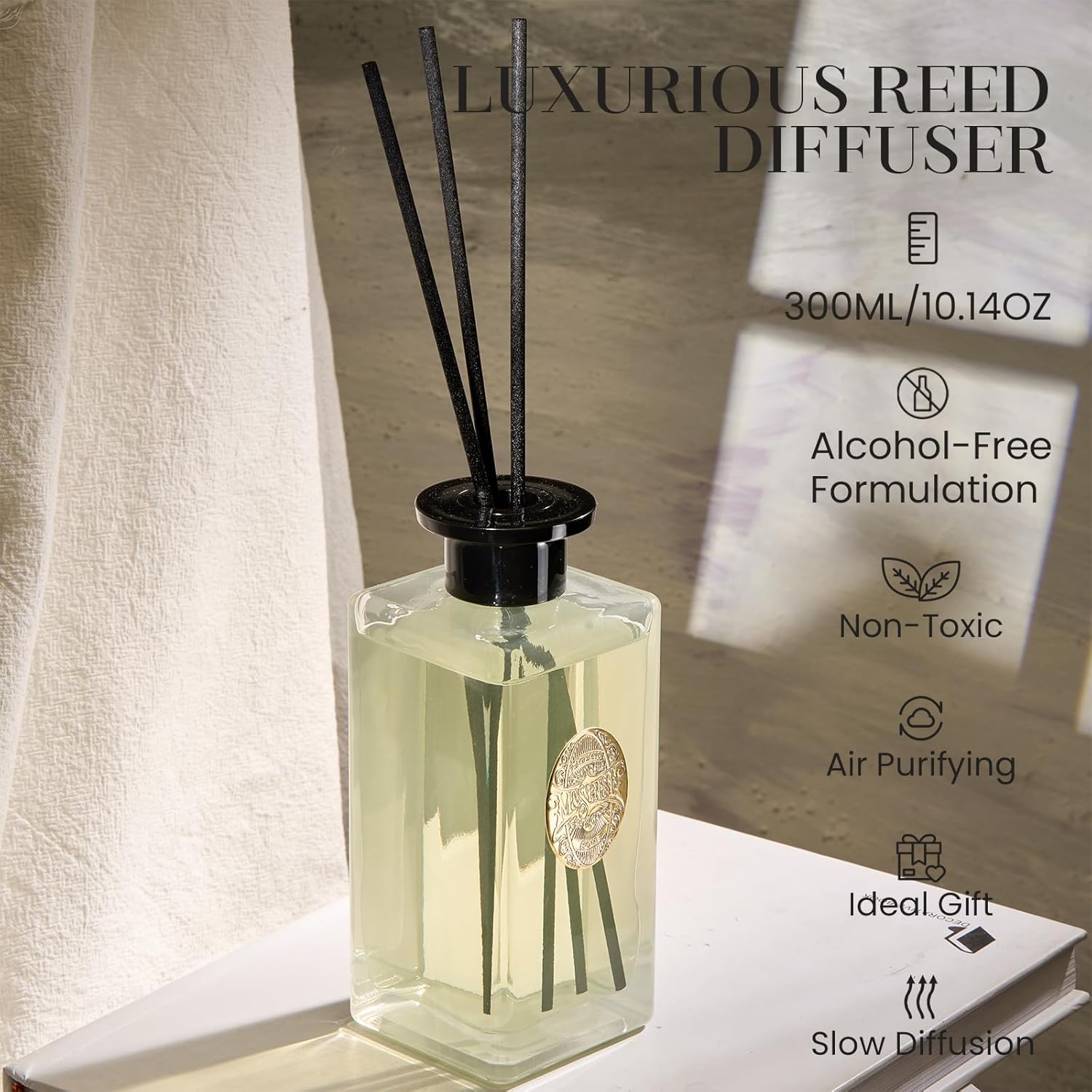 Thumbnail 2 de M&SENSE Luxury Large Reed Diffuser 300ml – Jasmine Garland, 7-Stick Scent with Natural Essential Oils