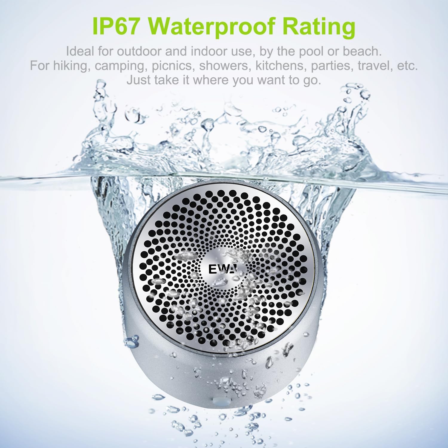 Thumbnail 3 de EWA A106 Bluetooth-Lautsprecher (IP67) – wasserdicht, tragbar mit Bass-Radiatoren und Karabiner