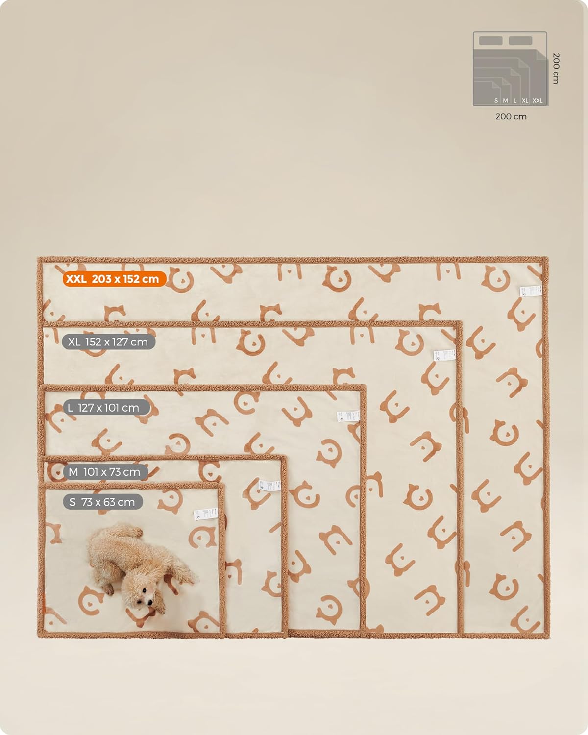 Thumbnail 4 de Feandrea wasserdichte Hundedecke mit Sherpa-Fleece, beidseitiger Sofabezug-Schutz (229 x 203 cm, XXXL, beige) – maschinenwaschbar