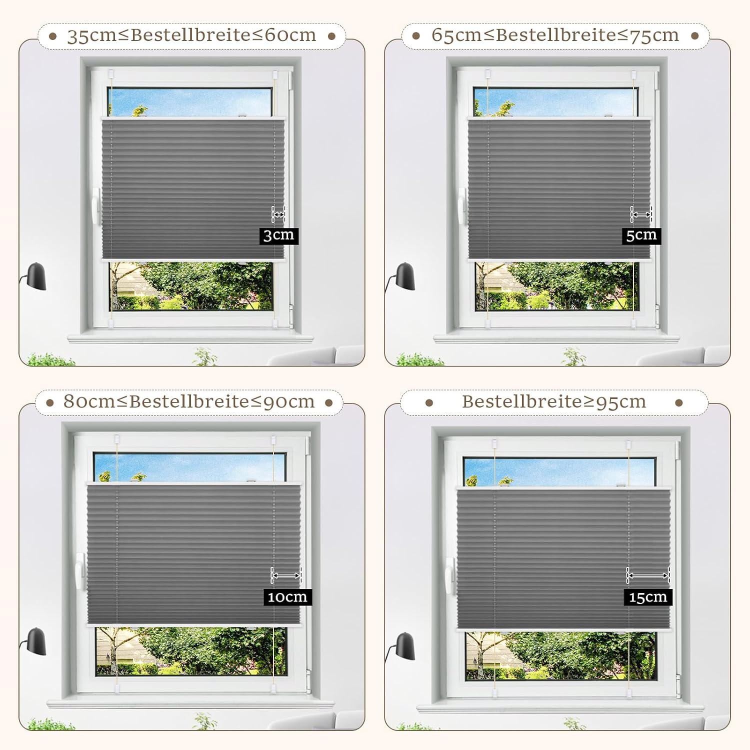 Thumbnail 6 de Sanfree Plissee ohne Bohren Verdunkelung Klemmfix in Grau, 75x220 cm (Thermo Plissees, 100% Verdunklung)