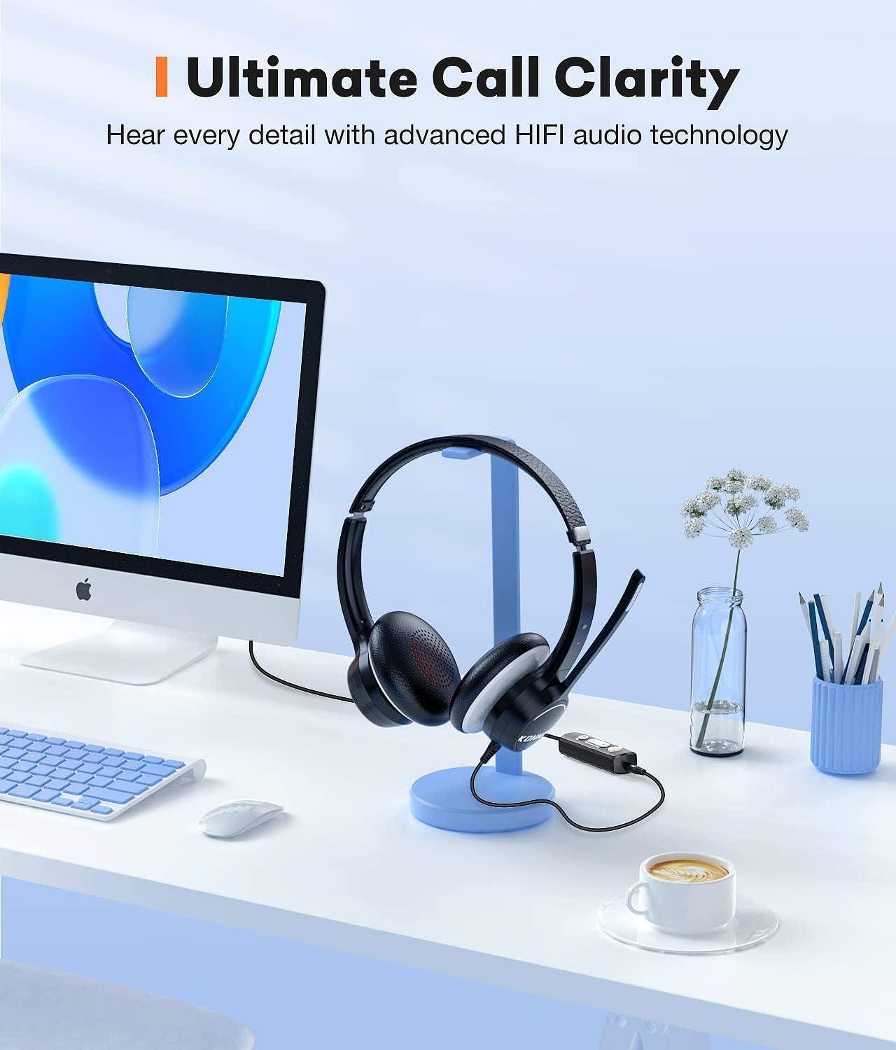 Thumbnail 6 de KONNAO USB Headset with Microphone — 3.5mm wired stereo headset with in-line controls and noise-cancelling mic