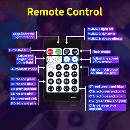 Detalle de Boule disco Gobikey Rotation 360° avec télécommande – LED RGB et contrôle musical