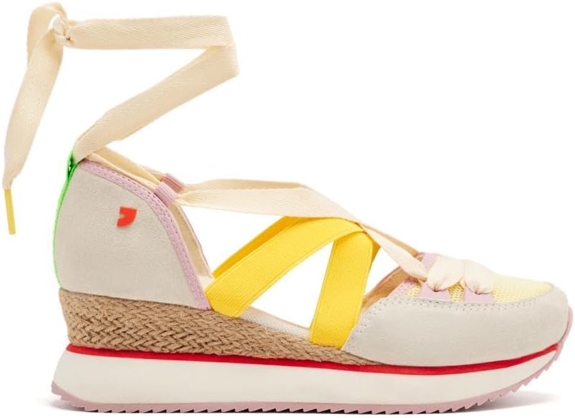 Detalle de GIOSEPPO Baskets Ouvertes en Cuir à Compensations, Raphia – HINESBURG