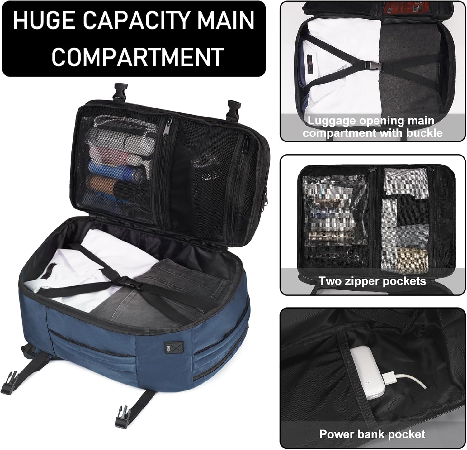 Detalle 2 de ECOHUB Travel Backpack 18x14x8 carry-on backpack