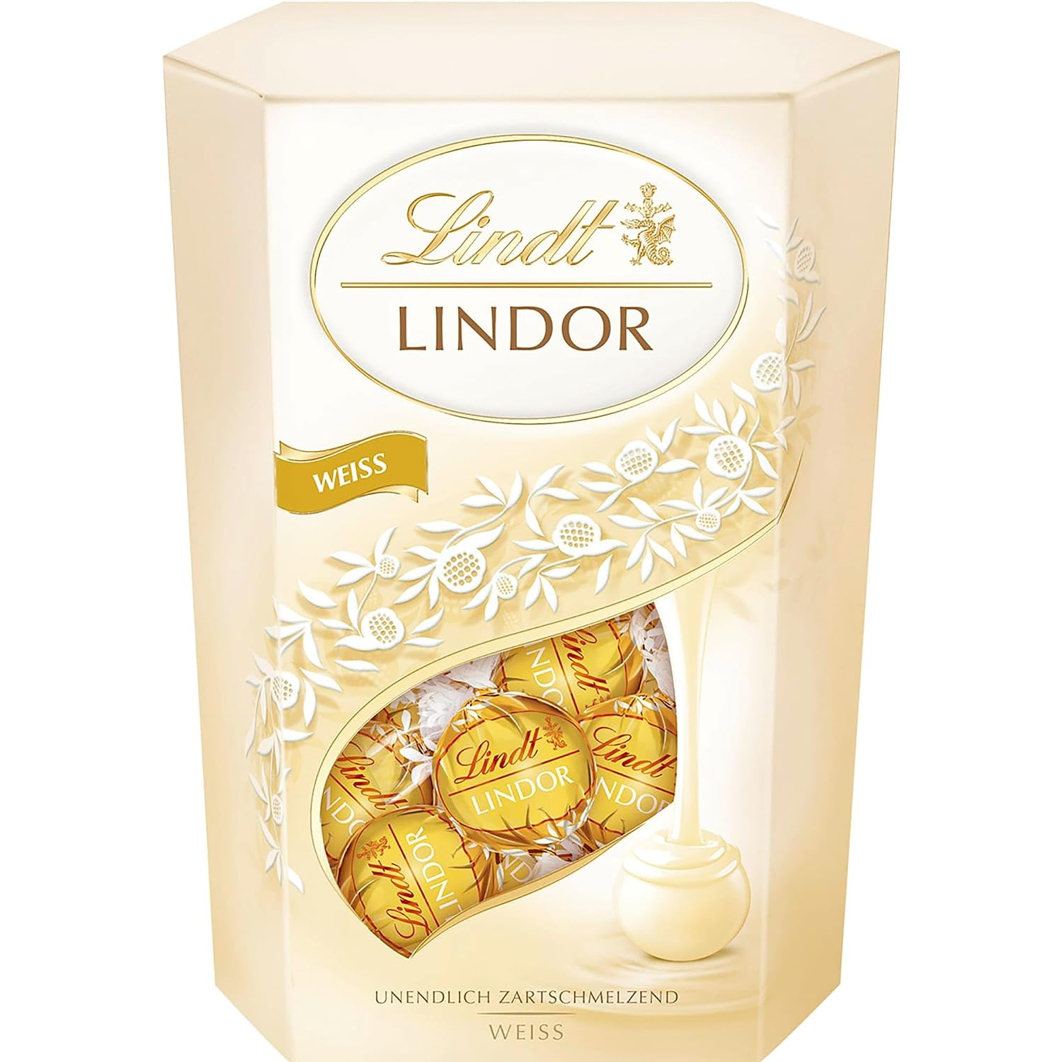 Detalle de Lindt Lindor Cornet Weiß 500 g – 38 Kugeln in Weißer Schokolade