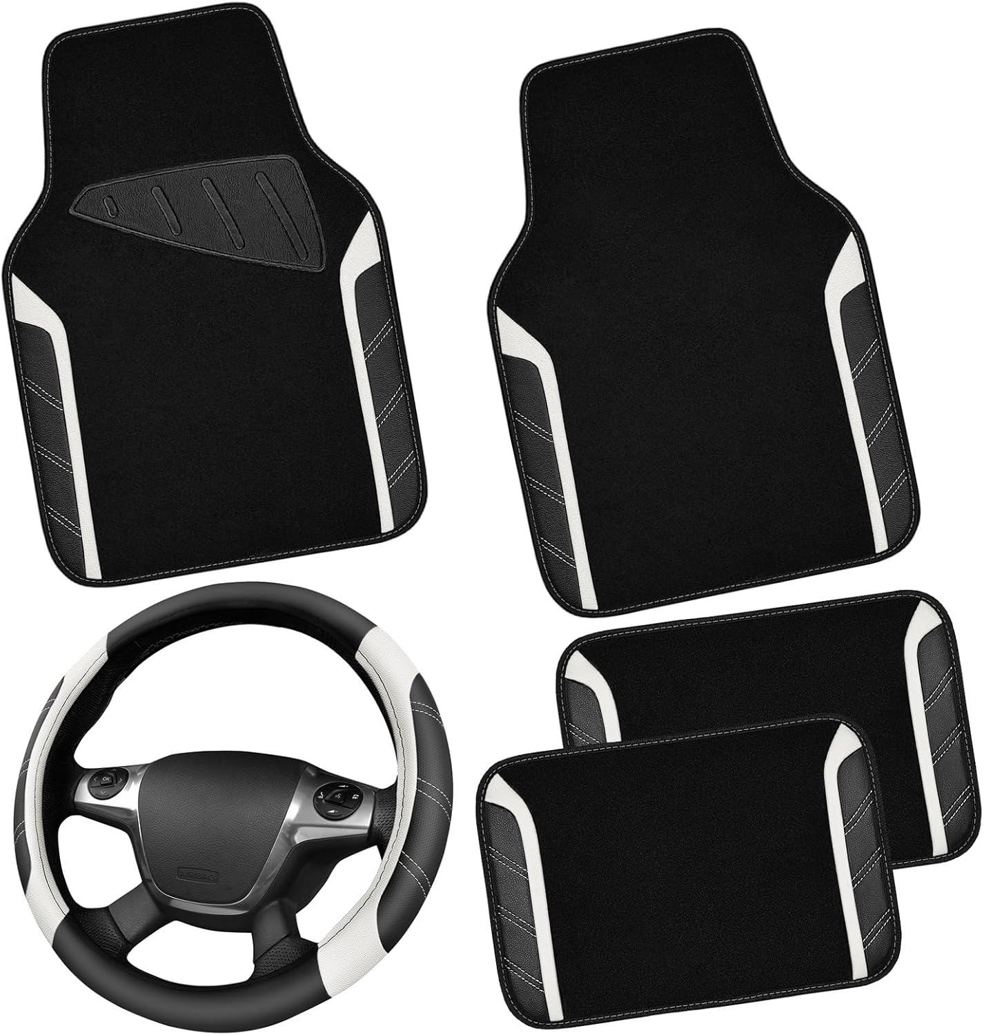 CAR PASS Leather Steering Wheel Cover 15"