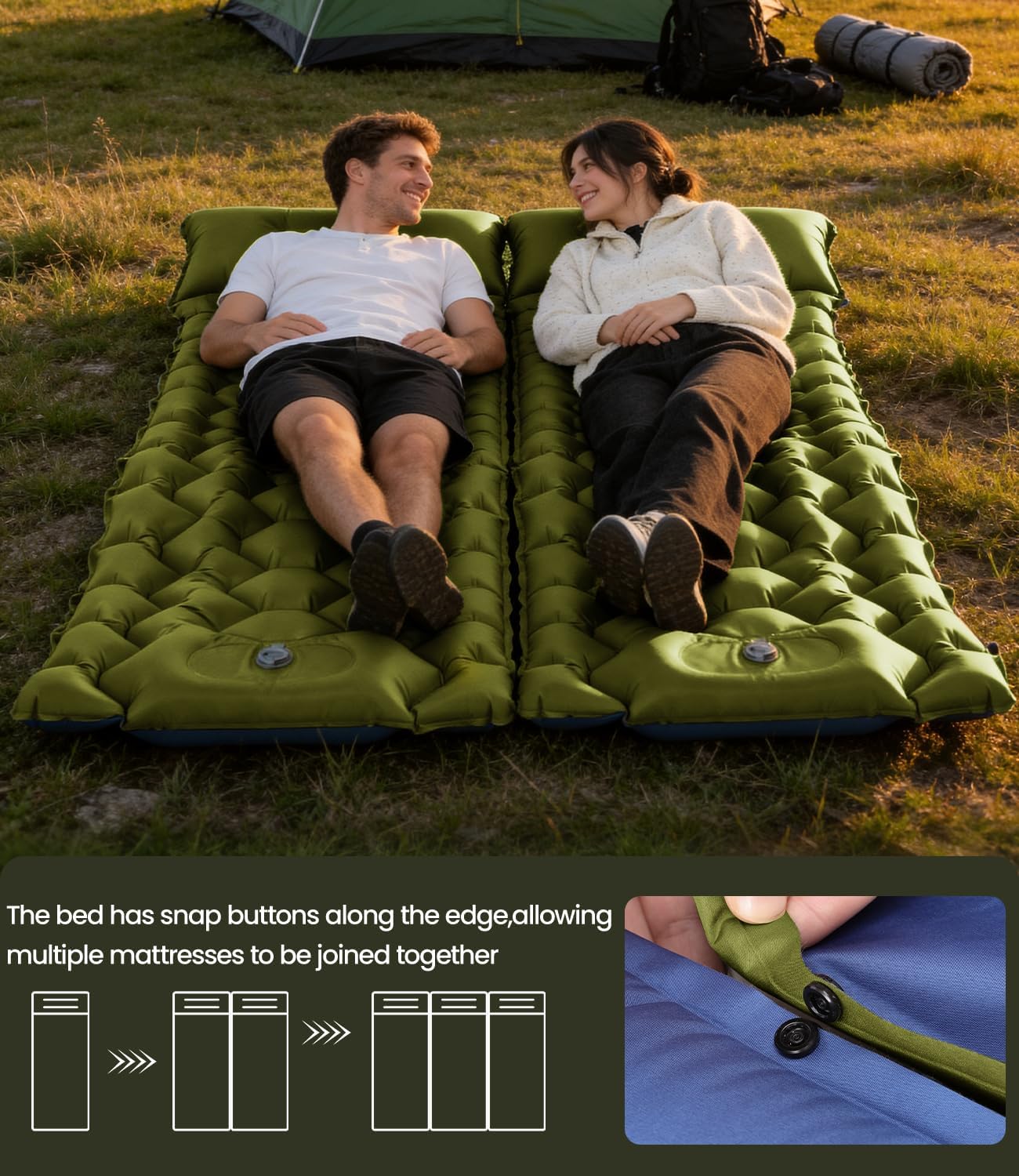 Detalle de Self-Inflating Camping Mattress Single Foot-Powered Inflation – 195 x 66 x 10 cm