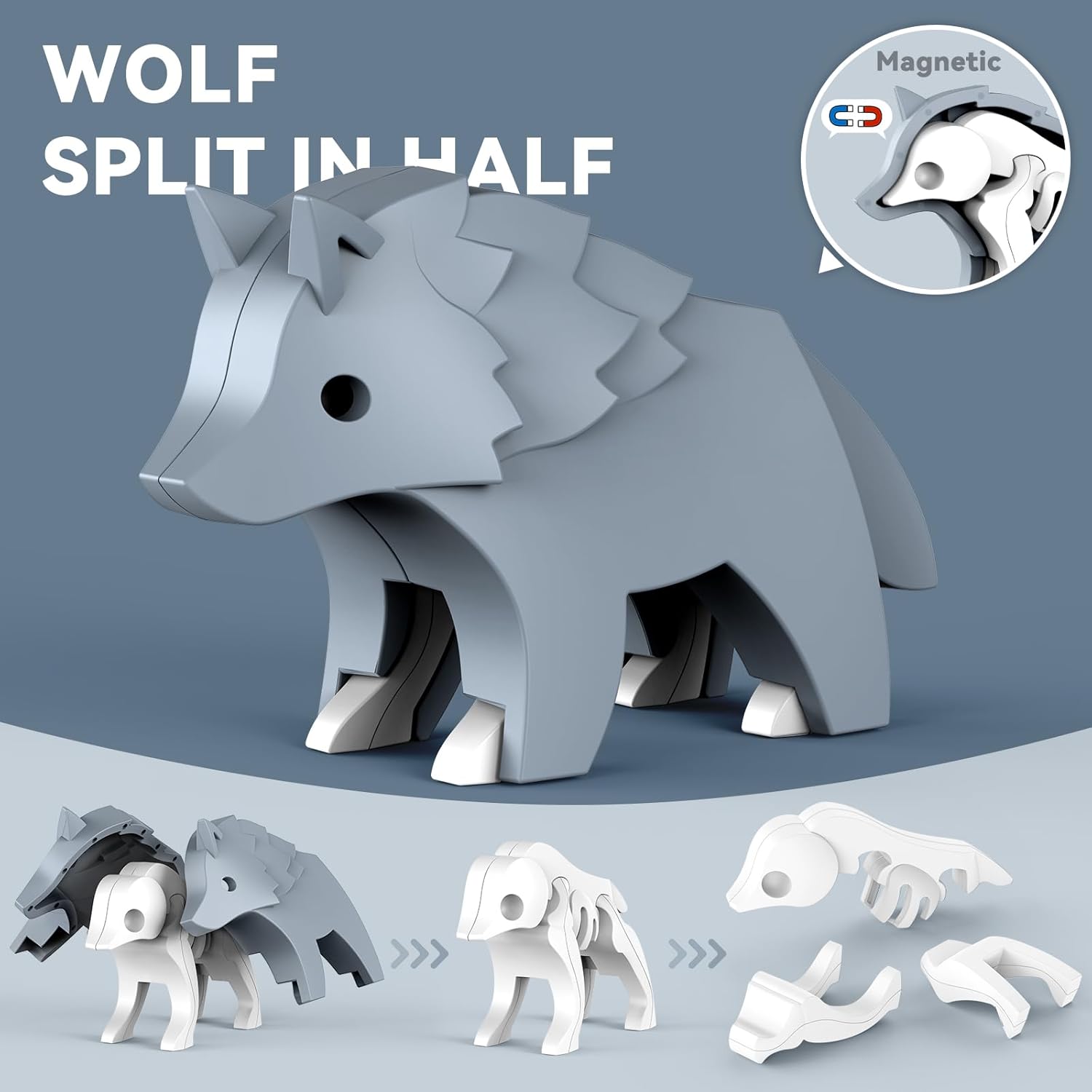 Detalle de Magnetic Animal Building Toys: 4-Species 3D STEM Puzzle for Kids