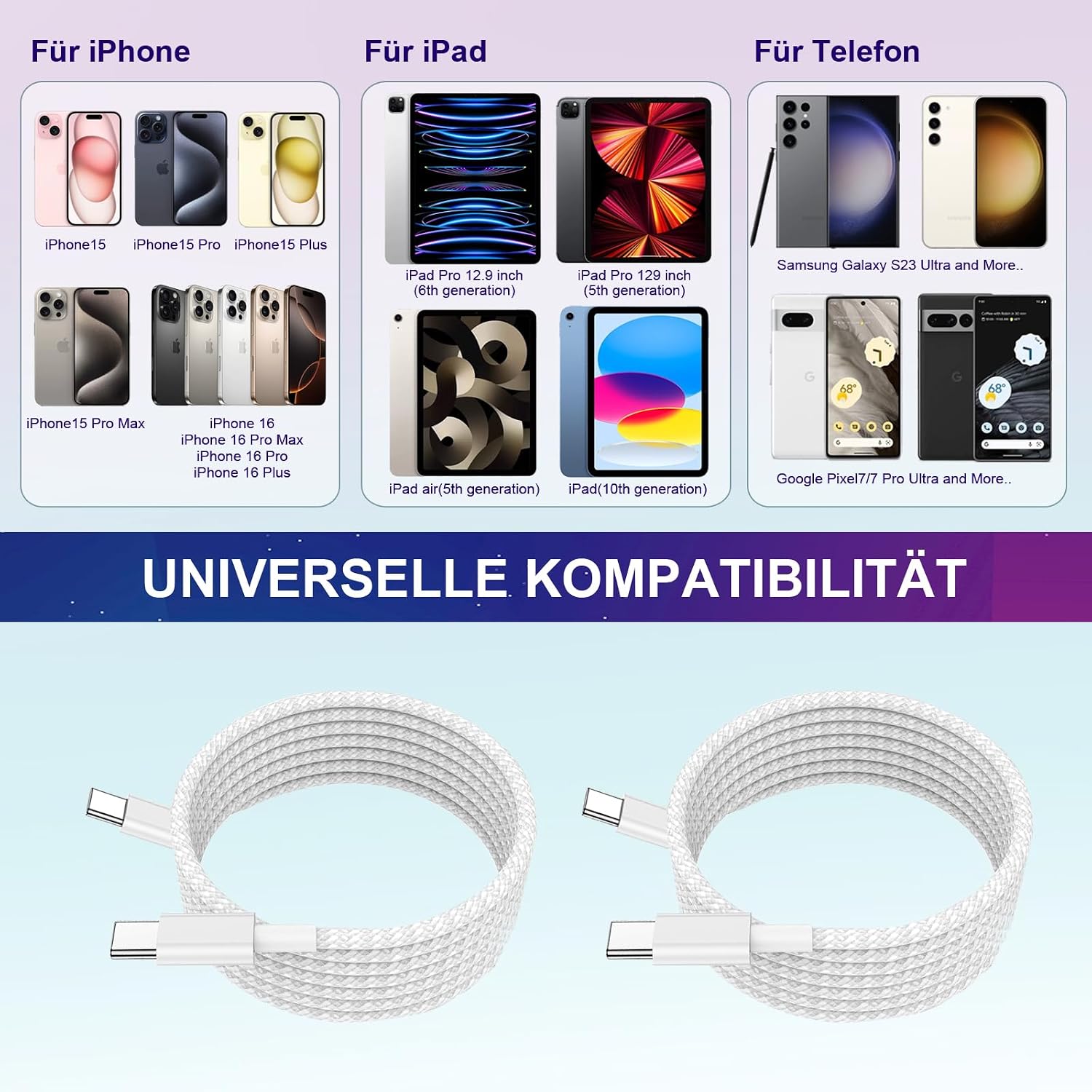 Thumbnail 4 de USB-C Ladekabel 60W für iPad 2 m