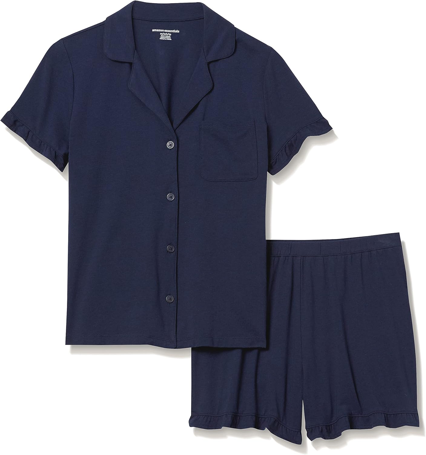 Thumbnail 4 de Amazon Essentials Damen Pyjama-Set aus Baumwollmodal mit Paspelierung und gerüschtem Kragen – Übergröße erhältlich