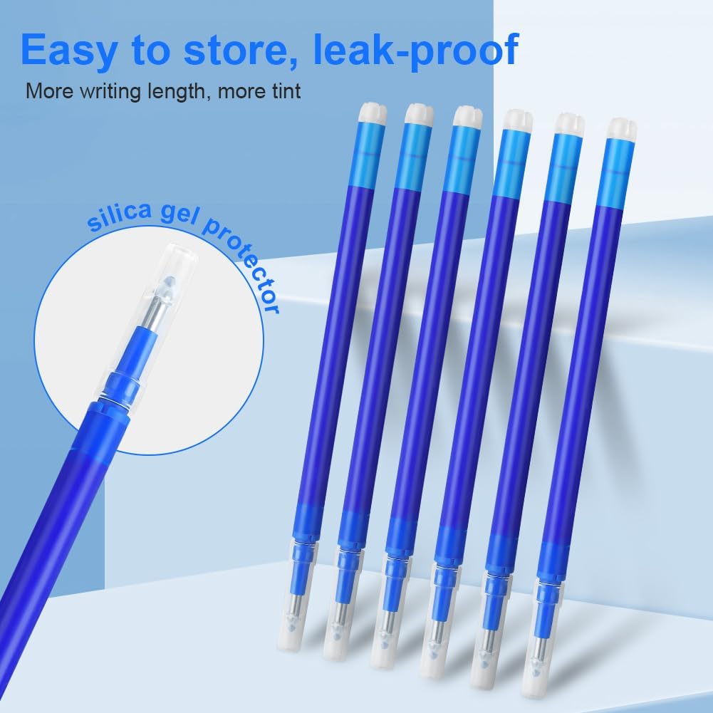 Detalle de Vicloon recharge pour stylo gel effaçable (12 recharges) pointe 0,7 mm, bleu